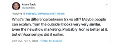 Ethereum VS Tron：在病毒推文后将数据，DE